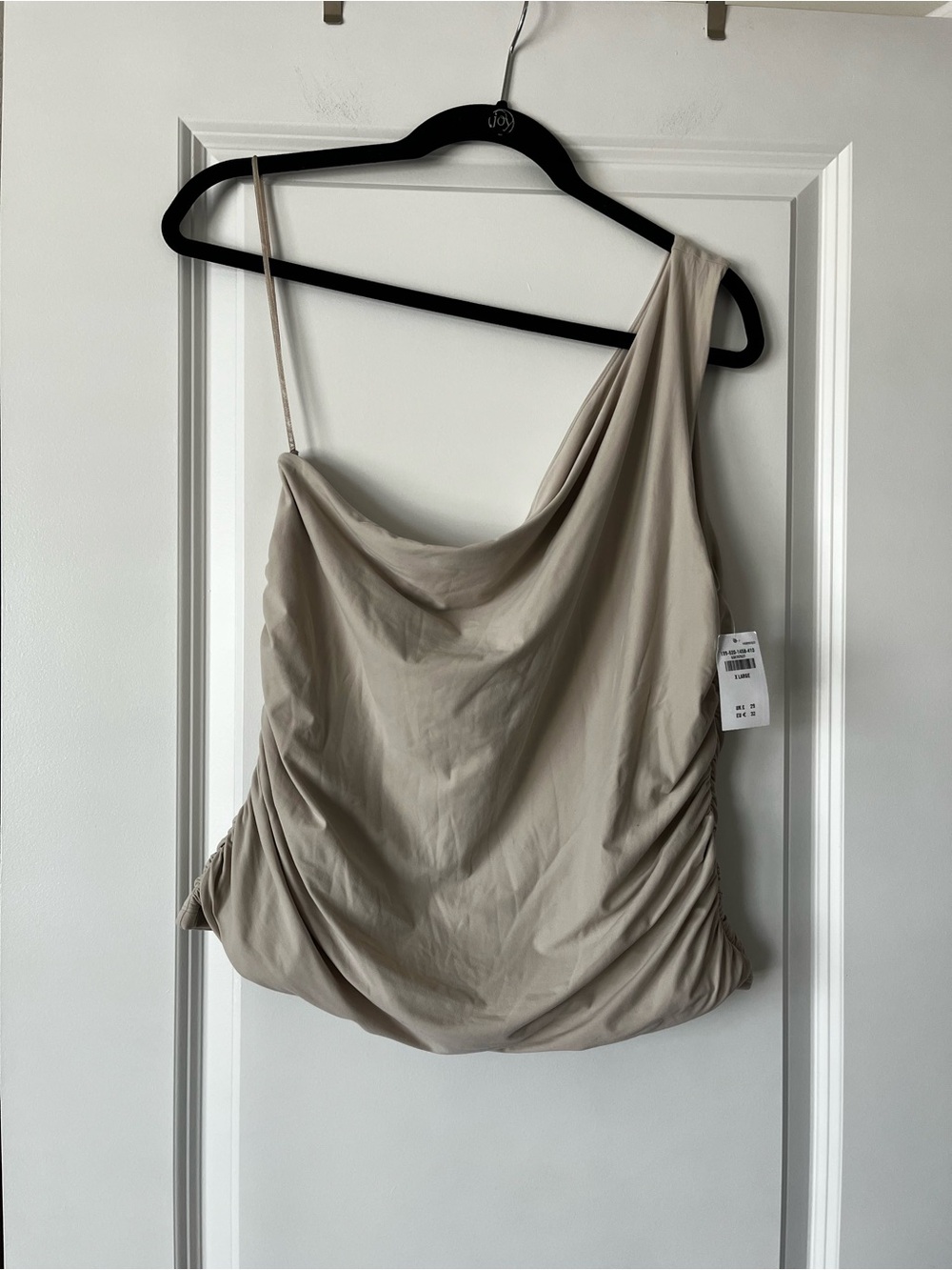 Abercrombie & Fitch One-Shoulder Draped Camisole in Light Taupe